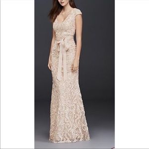 NWT Betsy & Adam Champagne Gown